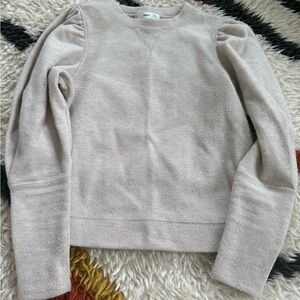 Mango Women's Soft Beige Crew Neck puff sleeve Sweater
